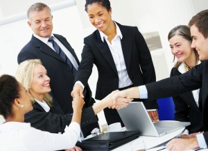 Diverse business group meeting
